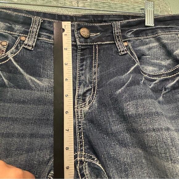 Love Indigo Blue Embellished Skinny Jeans with Stretch and Distressed Details - Picture 8 of 10